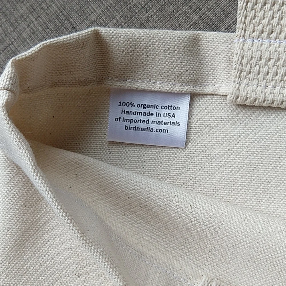 Bird Mafia Handmade Stay Wild Organic Canvas Bag White & Orange
